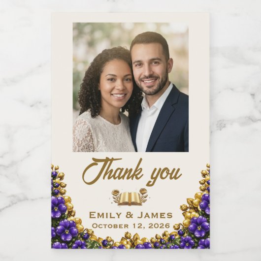 Illinois Violet Trouwfoto Fleslabel Wijn Etiket (Enkel label)