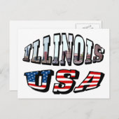 Illinois Vlag en Staat Foto Tekst Briefkaart (Voorkant / Achterkant)