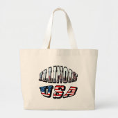 Illinois Vlag en Staat Foto Tekst Grote Tote Bag (Voorkant)