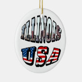Illinois Vlag en Staat Foto Tekst Keramisch Ornament (Rechts)