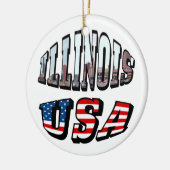 Illinois Vlag en Staat Foto Tekst Keramisch Ornament (Links)