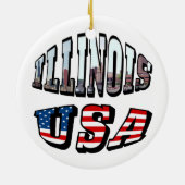 Illinois Vlag en Staat Foto Tekst Keramisch Ornament (Achterkant)