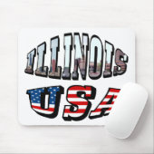 Illinois Vlag en Staat Foto Tekst Muismat (Met muis)