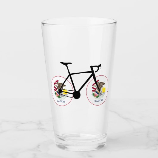 Illinois Vlag Fietsen Glas (Voorkant)