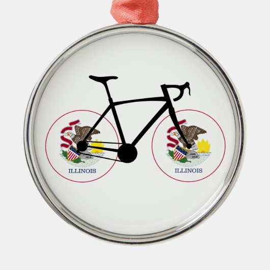 Illinois Vlag Fietsen Metalen Ornament (Voorkant)