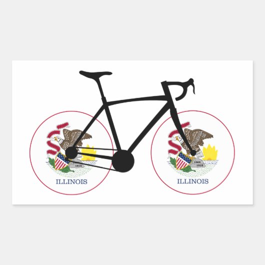 Illinois Vlag Fietsen Rechthoekige Sticker (Voorkant)