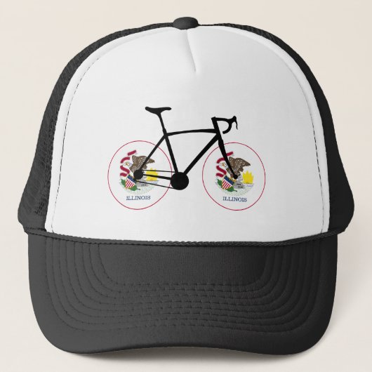 Illinois Vlag Fietsen Trucker Pet (Voorkant)