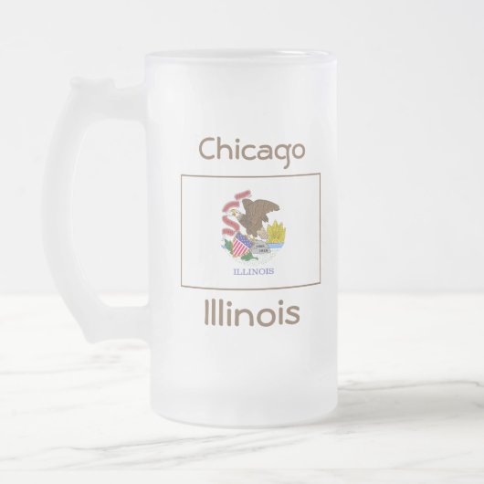 Illinois Vlag Kaart Stad Mok (Links)