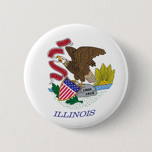 Illinois Vlag Knop Ronde Button 5,7 Cm (Voorkant)