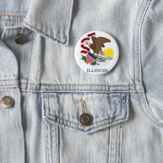 Illinois vlag ronde button 5,7 cm (In situ)