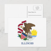 Illinois, vlag van Illinois, Illinois Briefkaart (Voorkant / Achterkant)