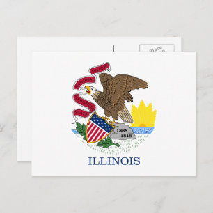 Illinois, vlag van Illinois, Illinois Briefkaart