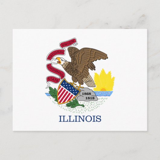 Illinois, vlag van Illinois, Illinois Briefkaart (Voorkant)