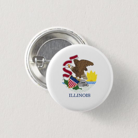 Illinois, vlag van Illinois, Illinois Ronde Button 3,2 Cm (Voorkant /achterkant)