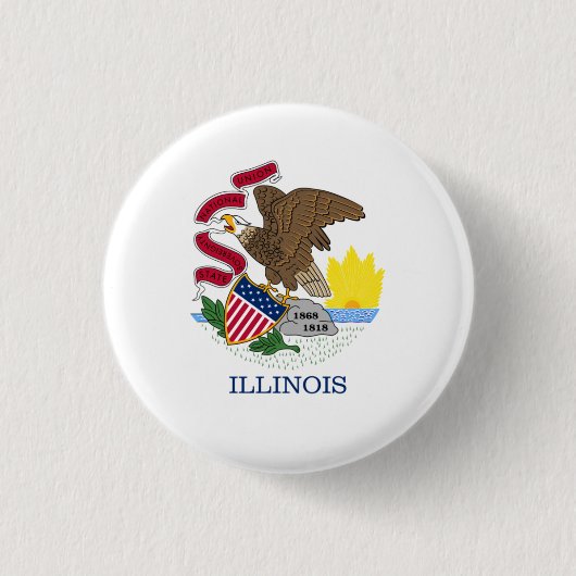 Illinois, vlag van Illinois, Illinois Ronde Button 3,2 Cm (Voorkant)
