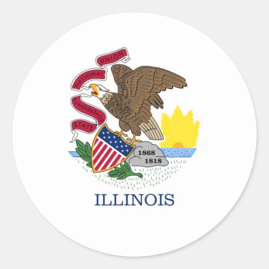 Illinois, vlag van Illinois, Illinois Ronde Sticker (Voorkant)