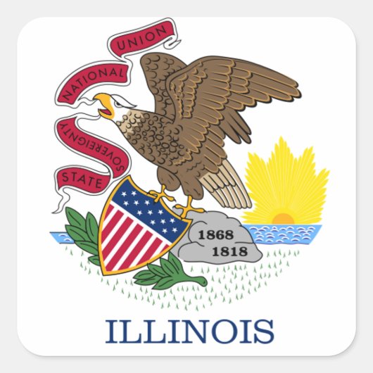 Illinois vlag vierkante sticker (Voorkant)