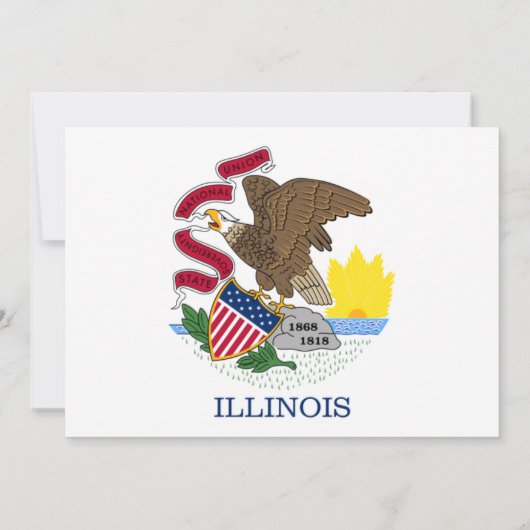 Illinois vlag, vlag van Illinois bruiloft Kaart (Achterkant)