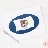 Illinois Vlagsticker Ovale Sticker (Envelop)