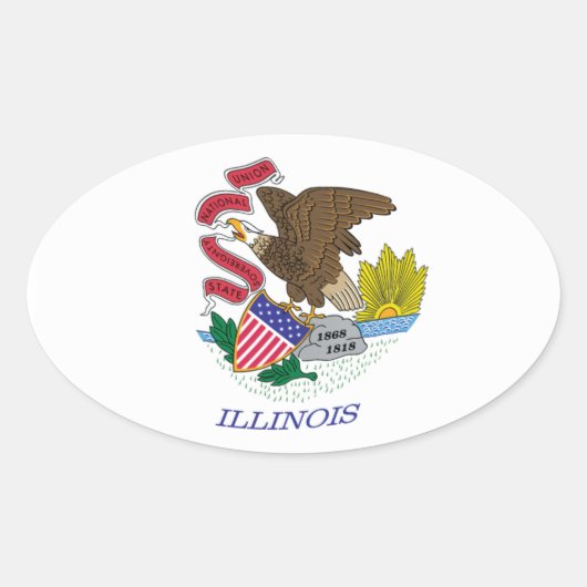 Illinois Vlagsticker Ovale Sticker (Voorkant)