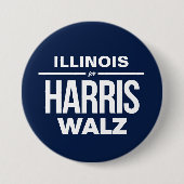 Illinois voor Harris Walz Ronde Button 7,6 Cm (Voorkant)