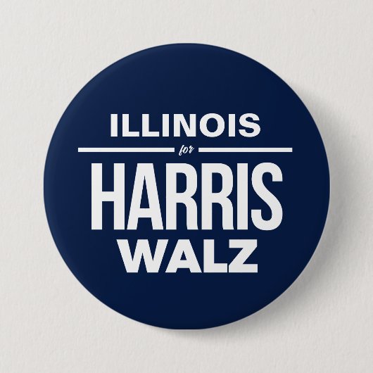 Illinois voor Harris Walz Ronde Button 7,6 Cm (Voorkant)