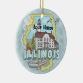 Illinois Vuurtoren aangepaste naam Keramisch Ornament (Rechts)