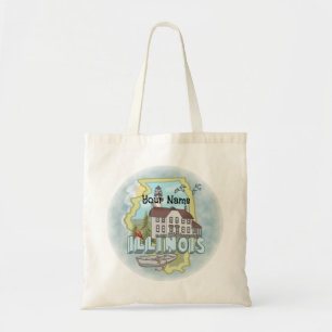 Illinois Vuurtoren aangepaste naam Tote Bag