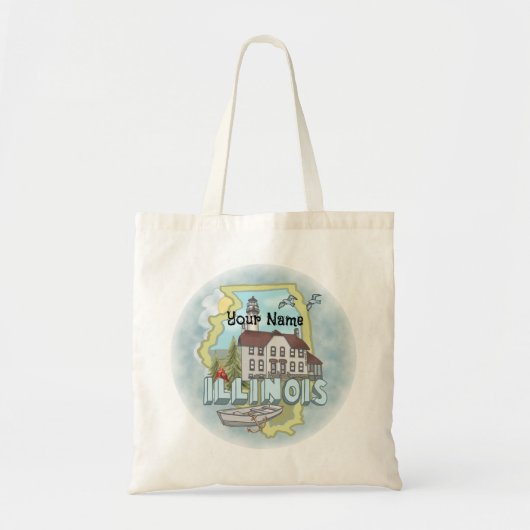 Illinois Vuurtoren aangepaste naam Tote Bag (Voorkant)