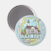 Illinois Vuurtoren Magneet (Voorkant / Achterkant)