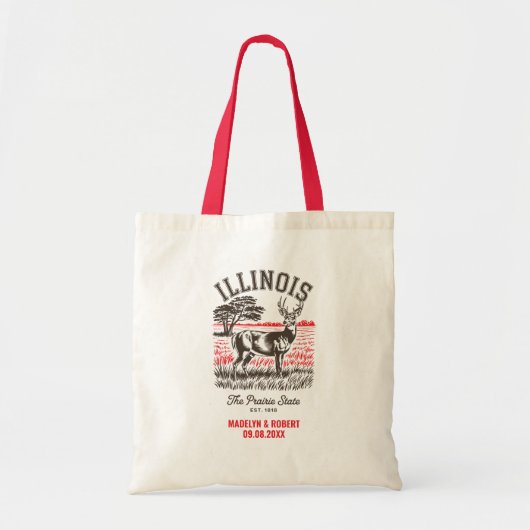 Illinois Wedding Welcome Bag, Destination Wedding Tote Bag (Voorkant)