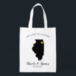 Illinois Wedding Welcome Bag Tas, Gold Heart Boodschappentas<br><div class="desc">Vul deze welkomsttas met favoriete godies voor je gasten als ze in Illinois aankomen!</div>