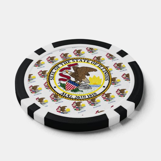 Illinoisan Flag & Seal, Illinois Poker Chips (Enkel)