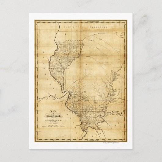 IllinoisPanoramic MapIllinois Briefkaart (Voorkant)