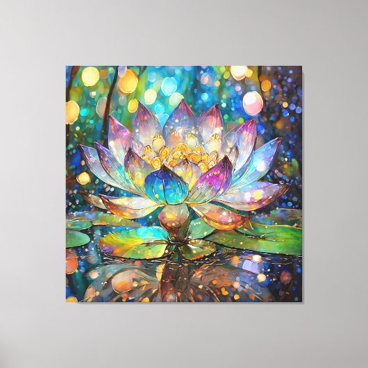 Illuminated Blooming Lotus Flower Canvas Afdruk (Voorkant)
