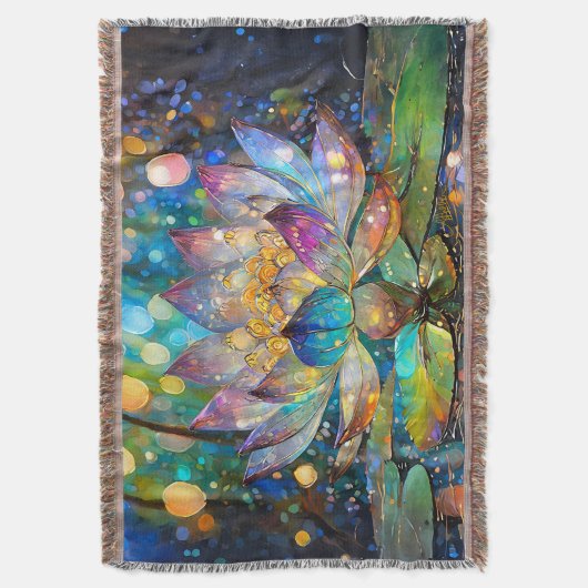 Illuminated Blooming Lotus Flower Deken (Voorkant Verticaal)