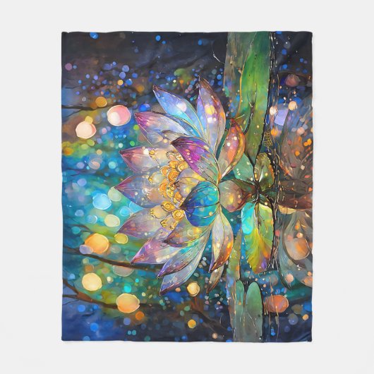 Illuminated Blooming Lotus Flower Fleece Deken (Voorkant)