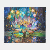 Illuminated Blooming Lotus Flower Fleece Deken (Voorkant (Horizontaal))