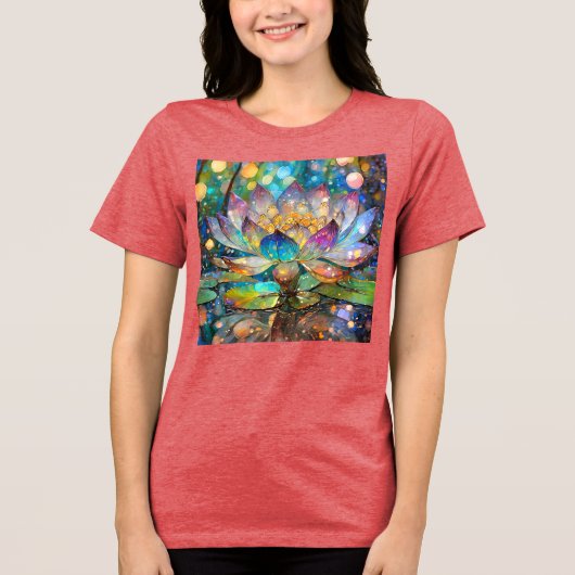 Illuminated Blooming Lotus Flower Tri-Blend Shirt (Voorkant)