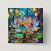 Illuminated Blooming Lotus Flower Vierkante Button 5,1 Cm (Voorkant)