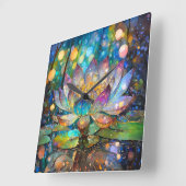 Illuminated Blooming Lotus Flower Vierkante Klok (Hoek)
