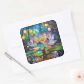Illuminated Blooming Lotus Flower Vierkante Sticker (Envelop)