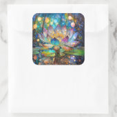 Illuminated Blooming Lotus Flower Vierkante Sticker (Tas)
