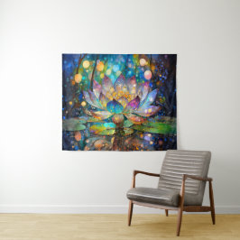 Illuminated Blooming Lotus Flower Wandkleed