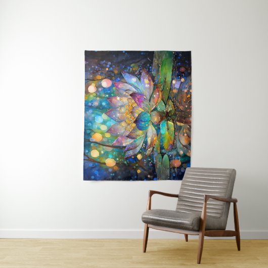 Illuminated Blooming Lotus Flower Wandkleed (In situ)