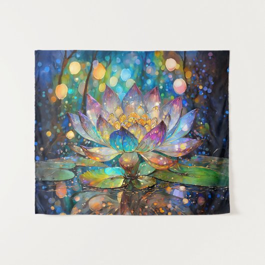 Illuminated Blooming Lotus Flower Wandkleed (Voorkant (horizontaal))