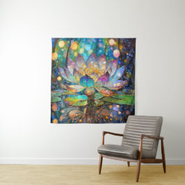 Illuminated Blooming Lotus Flower Wandkleed