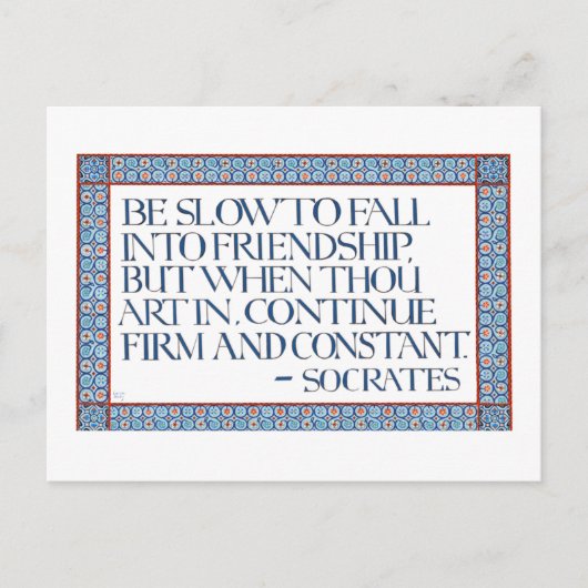 Illuminated Calligraphy Friendship Quote Socrates Briefkaart (Voorkant)