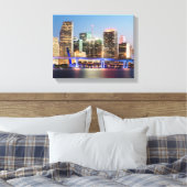Illuminated skyline of downtown Miami at dusk Canvas Afdruk (Insitu (Slaapkamer))