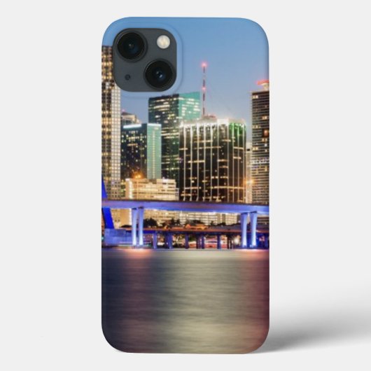 Illuminated skyline of downtown Miami at dusk Case-Mate iPhone Case (Achterkant)
